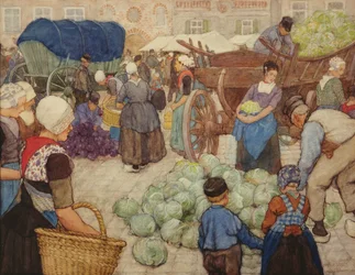 Ein grüner Markt, die Kohlverkäufer, 1900